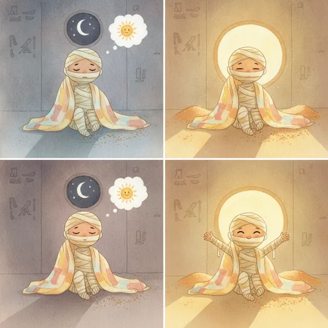 The Mummy Who Waited for the Sun story for kids illustration