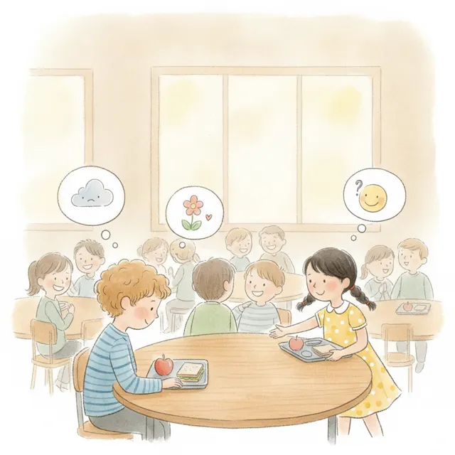 The New Kid at Lunch story for kids illustration