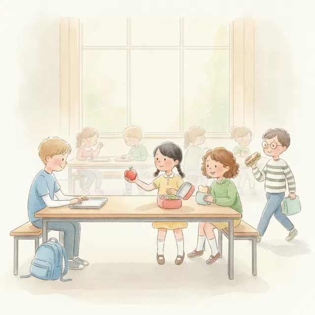 The New Kid's Lunch story for kids illustration