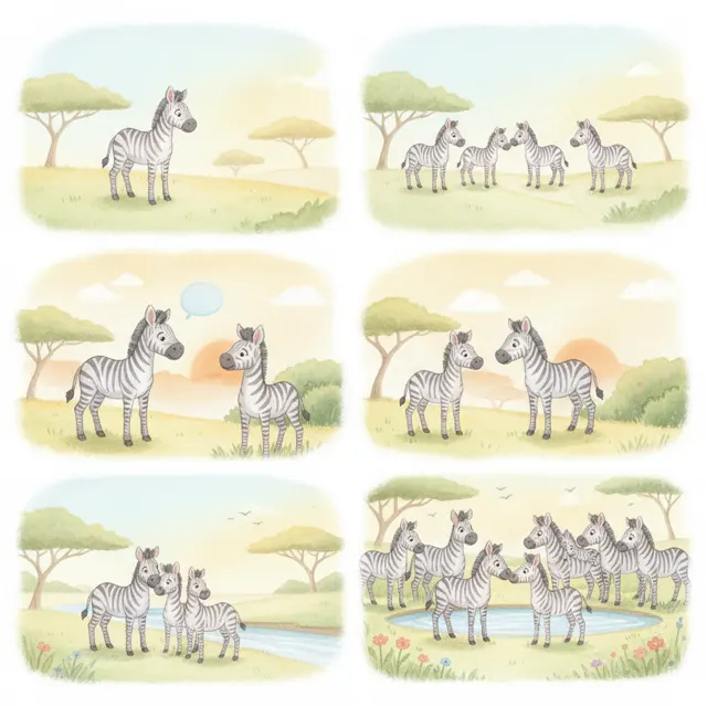The New Zebra in the Herd story for kids illustration