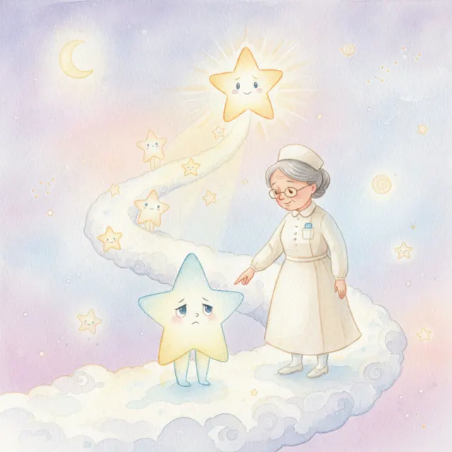 The Night Nurse and the Shy Star story for kids illustration