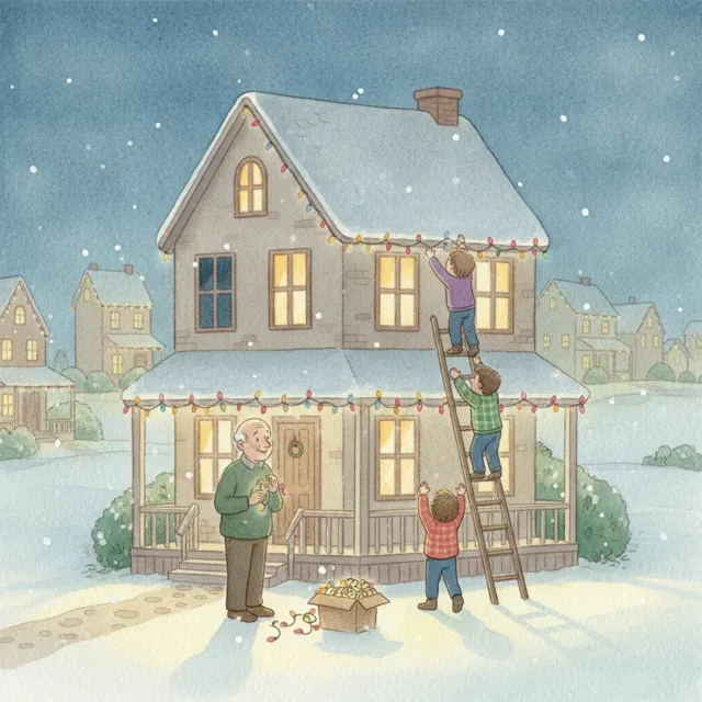 The Night the Lights Went Bright story for kids illustration
