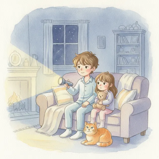 The Night the Lights Went Out story for kids illustration