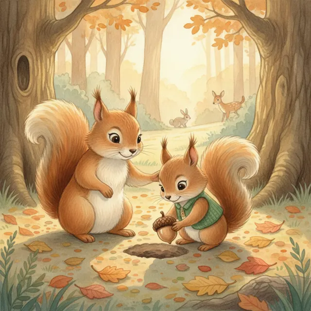 The Nut That Grew a Tree story for kids illustration