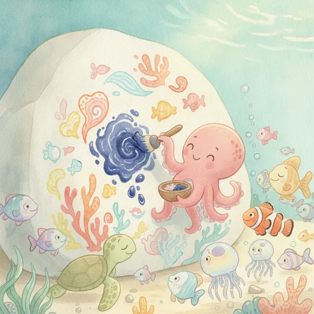 The Octopus Who Painted the Reef story for kids illustration