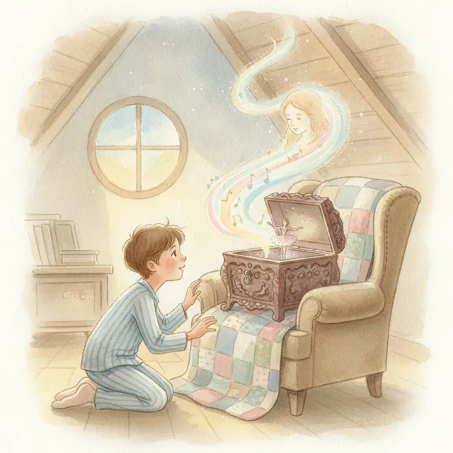The Old Music Box story for kids illustration