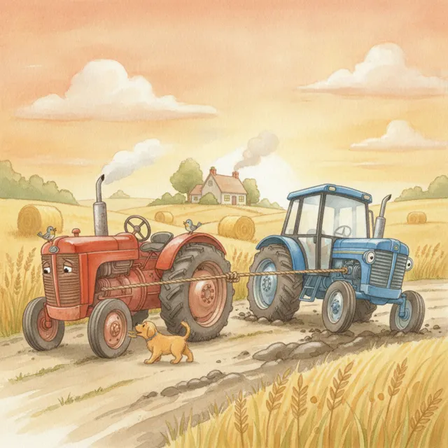 The Old Tractor's New Friend story for kids illustration