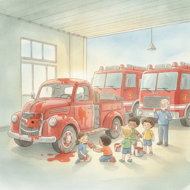 The Old Truck Gets New Paint story for kids illustration