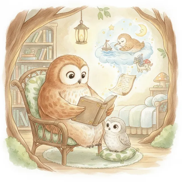 The Owl Who Read One Page story for kids illustration