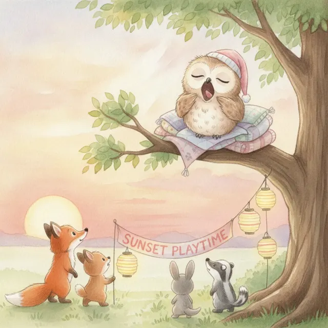 The Owl Who Stayed Awake story for kids illustration