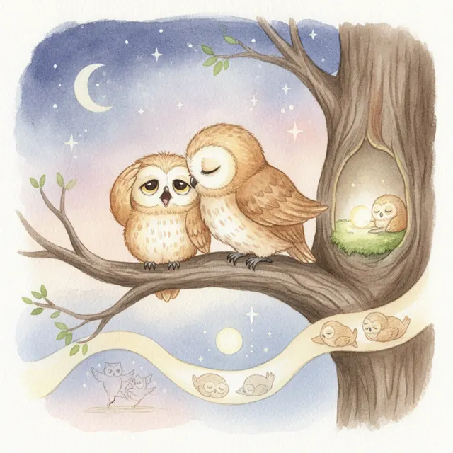 The Owl Who Stayed Up Too Late story for kids illustration