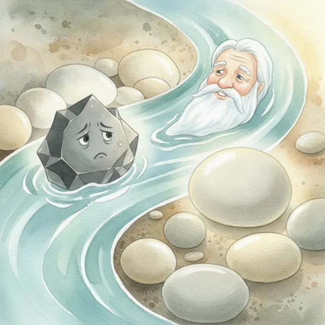 The Pebble Who Became Smooth story for kids illustration