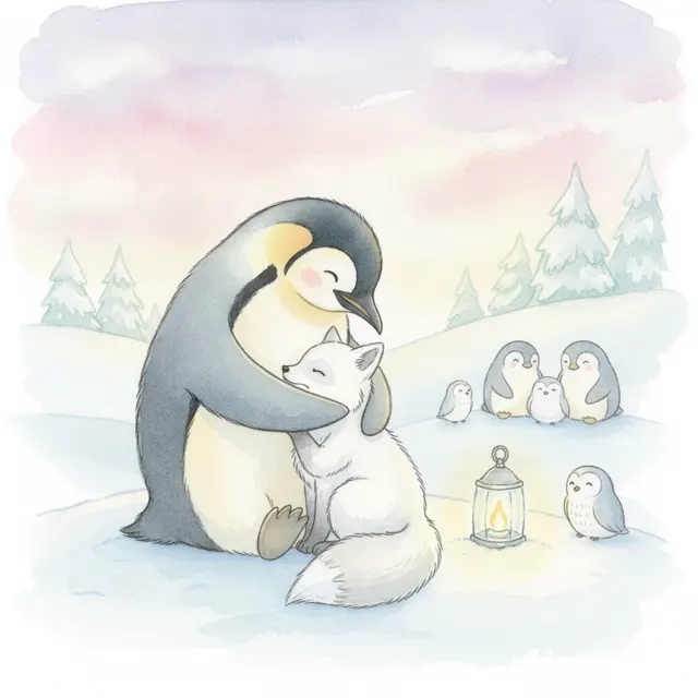The Penguin Who Warmed a Friend story for kids illustration