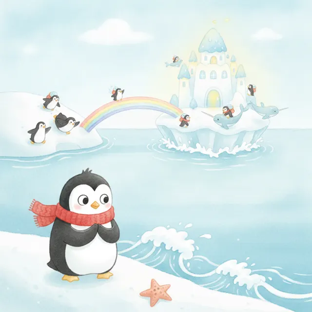 The Penguin Who Was Afraid of Water story for kids illustration