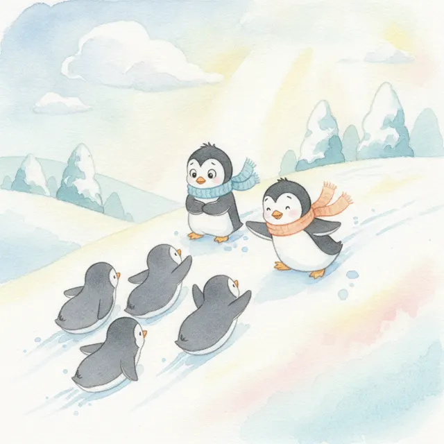 The Penguin Who Was Scared of Sliding story for kids illustration
