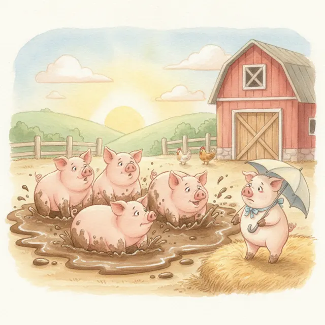 The Pig Who Hated Mud story for kids illustration