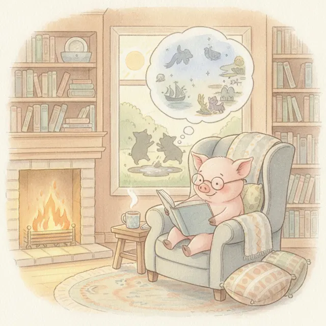 The Pig Who Loved to Read story for kids illustration