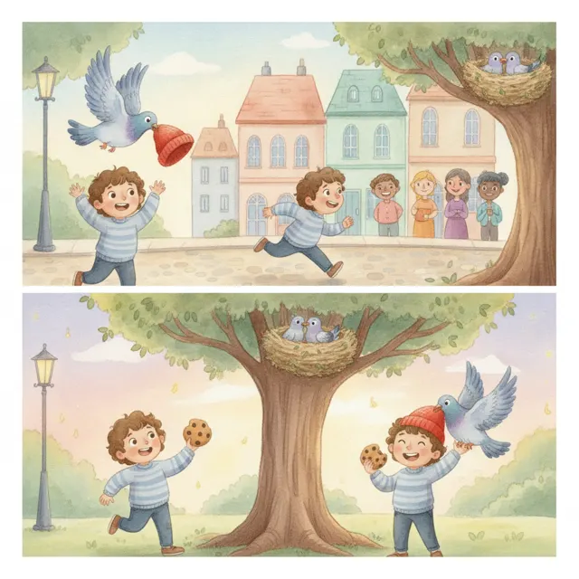 The Pigeon Who Stole My Hat story for kids illustration
