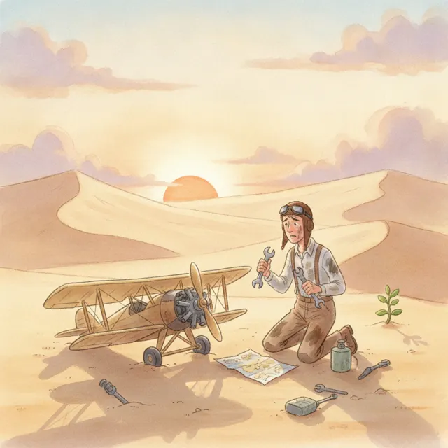 The Pilot and the Little Prince story for kids illustration