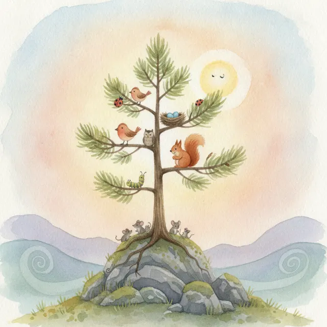 The Pine Tree That Stood Alone story for kids illustration