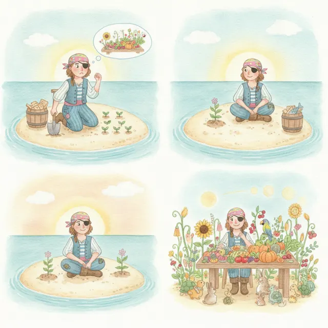 The Pirate Who Planted a Garden story for kids illustration