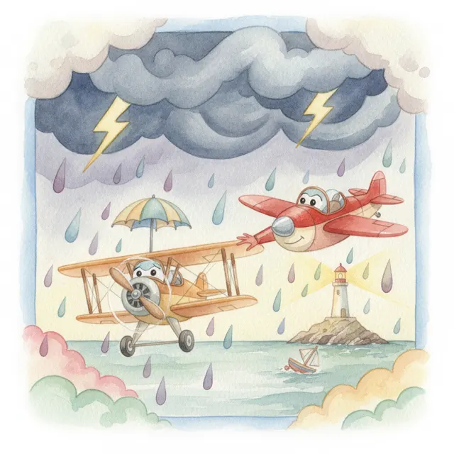 The Plane Who Feared the Storm story for kids illustration