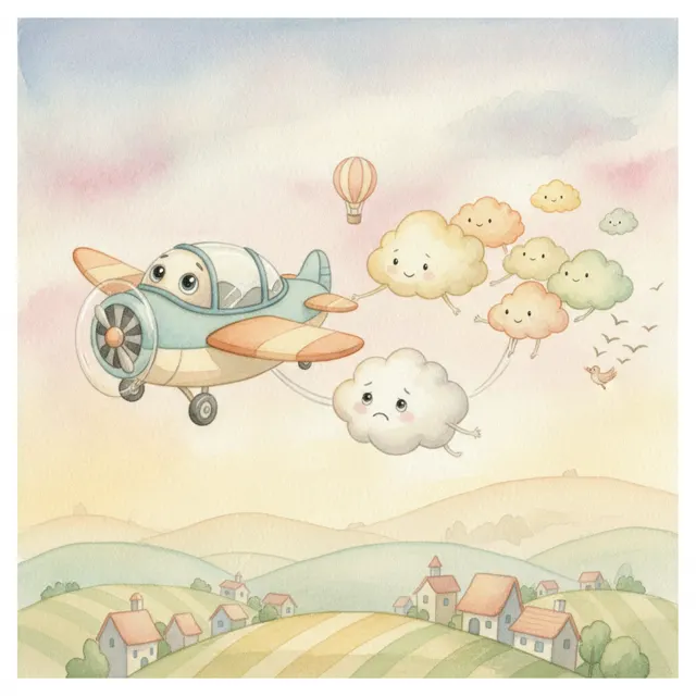 The Plane Who Found the Lost Cloud story for kids illustration