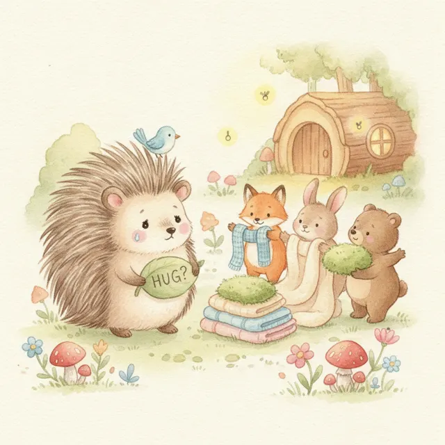 The Porcupine Who Wanted a Hug story for kids illustration