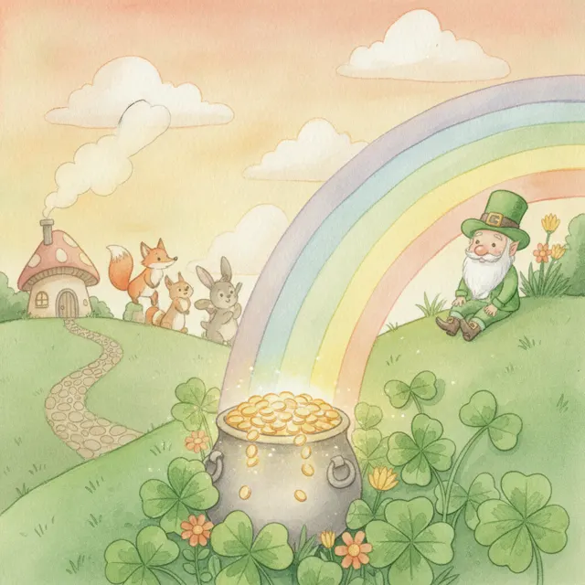 The Pot of Gold at the Rainbow's End story for kids illustration