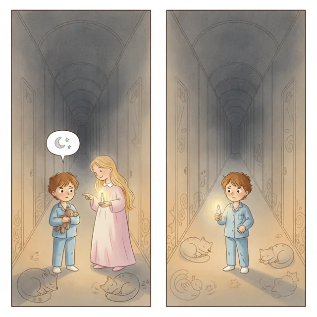 The Prince and the Dark Hallway story for kids illustration