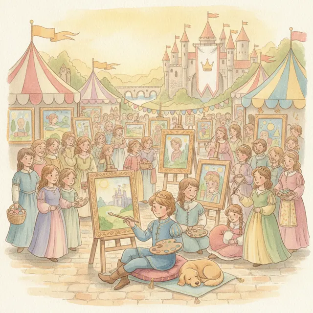 The Prince and the Painting Contest story for kids illustration