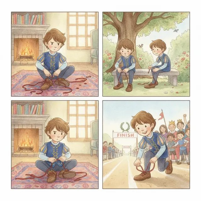 The Prince Who Tied His Own Shoes story for kids illustration