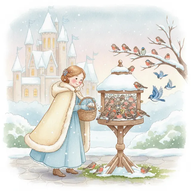 The Princess and the Hungry Birds story for kids illustration