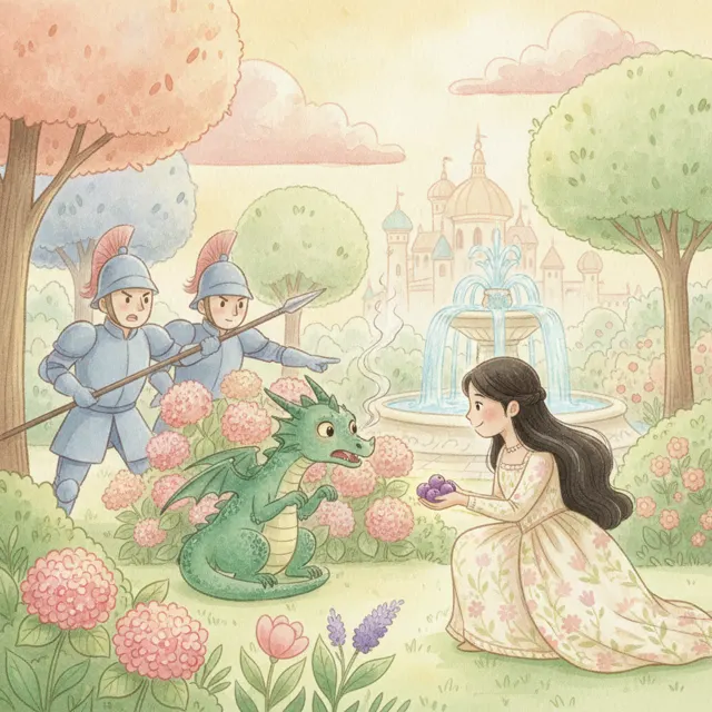 The Princess and the Scared Little Dragon story for kids illustration
