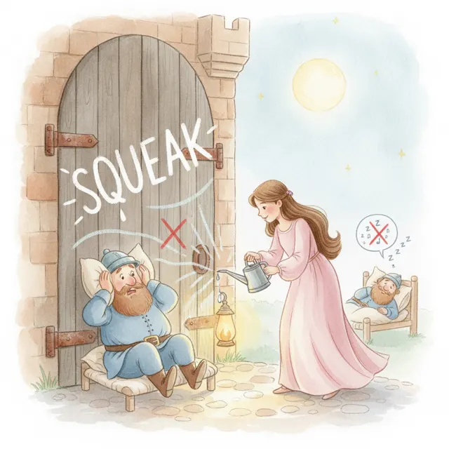 The Princess and the Squeaky Gate story for kids illustration