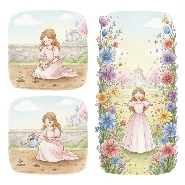 The Princess Who Planted the Seeds story for kids illustration