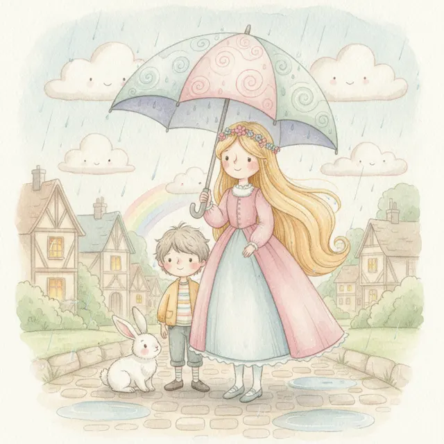 The Princess Who Shared Her Umbrella story for kids illustration