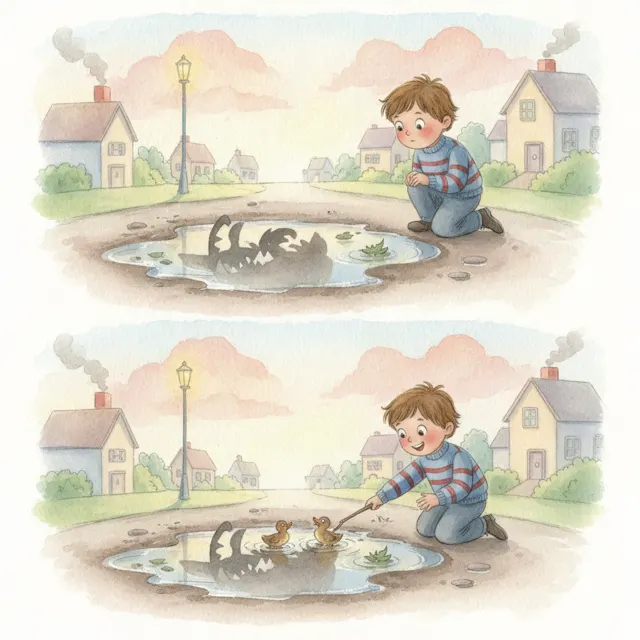 The Puddle Monster story for kids illustration