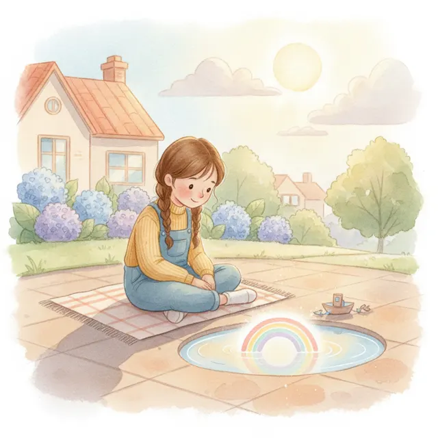 The Puddle's Little Rainbow story for kids illustration