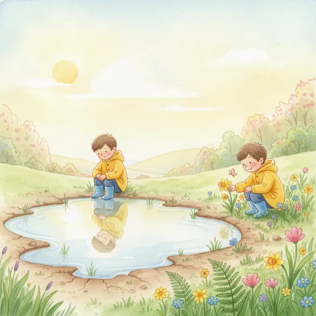 The Puddle That Would Not Stay story for kids illustration