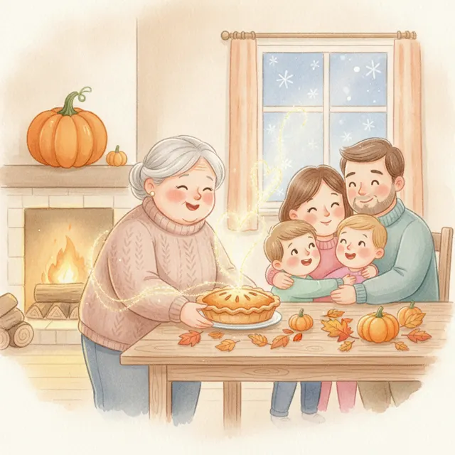 The Pumpkin Pie That Tasted Like Love story for kids illustration