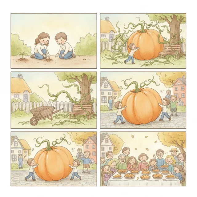 The Pumpkin That Grew Too Big story for kids illustration