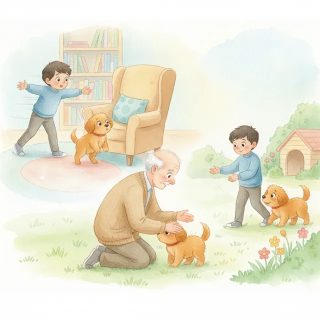 The Puppy Who Learned Gentle Hands story for kids illustration