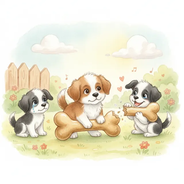 The Puppy Who Learned to Share story for kids illustration