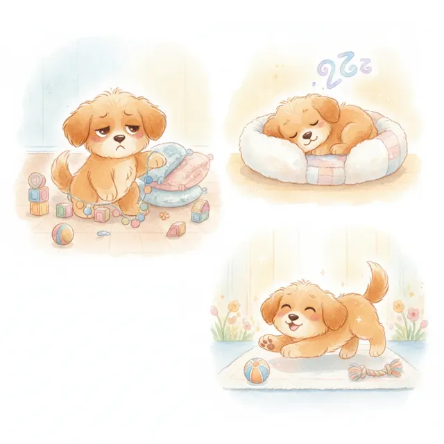 The Puppy Who Needed a Nap story for kids illustration