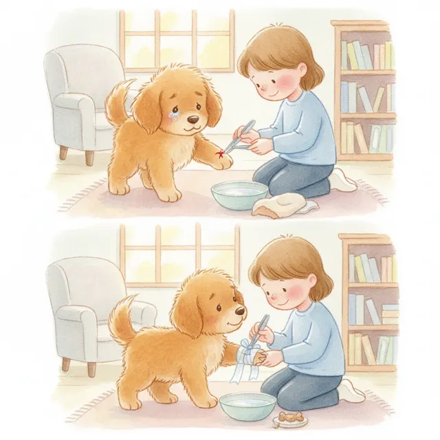 The Puppy With the Sore Paw story for kids illustration