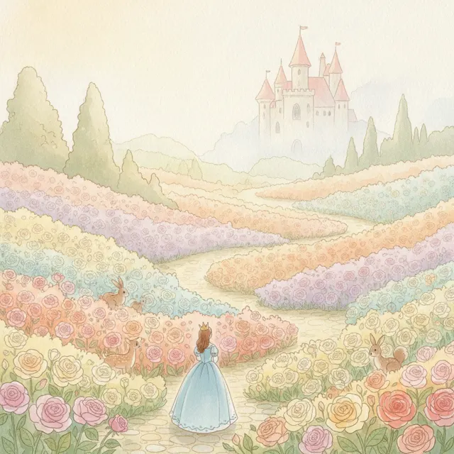 The Queen's Garden and the Stolen Roses story for kids illustration