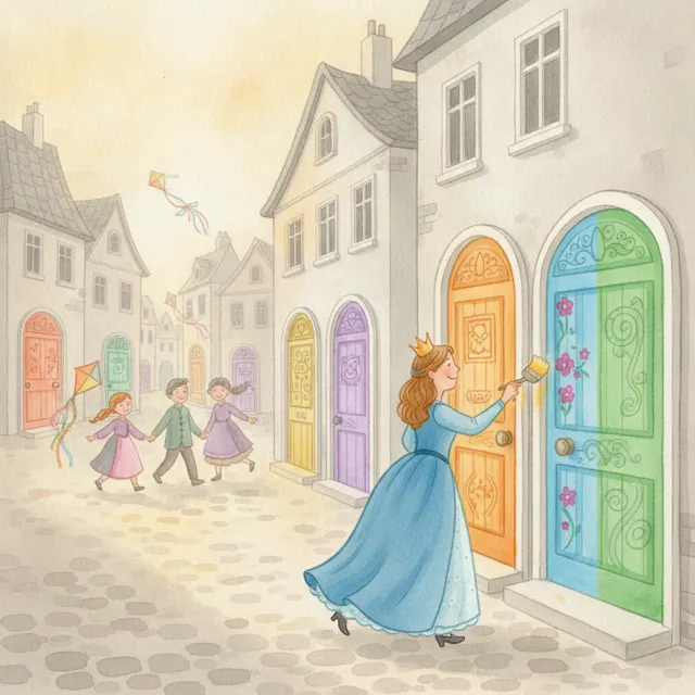 The Queen Who Painted Doors story for kids illustration