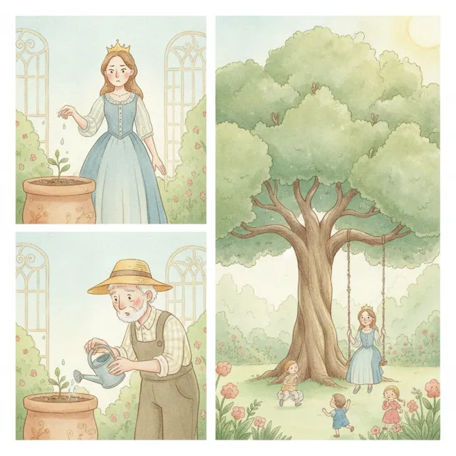 The Queen Who Planted a Seed story for kids illustration