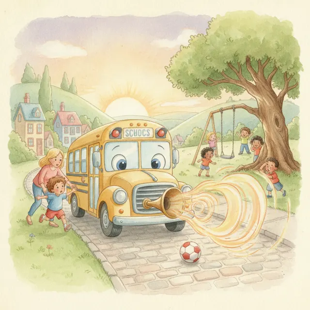 The Quiet Bus Learns to Honk story for kids illustration